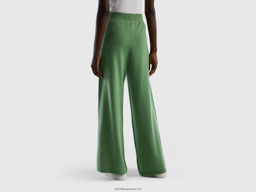 φασκόμηλο πράσινο παντελόνι σε μείγμα μαλλί και κασμίρι J8TLD4068 Benetton γυναίκες πράσινος