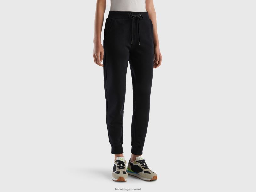 φούτερ με κορδόνι J8TLD4129 Benetton γυναίκες μαύρος