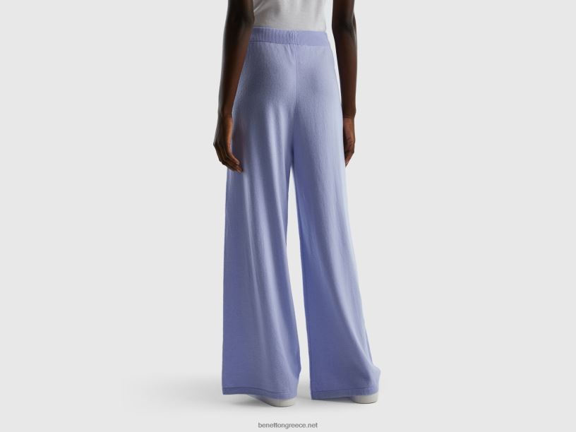 γαλάζιο παντελόνι σε συνδυασμό μαλλί και κασμίρι J8TLD589 Benetton γυναίκες λεβάντα