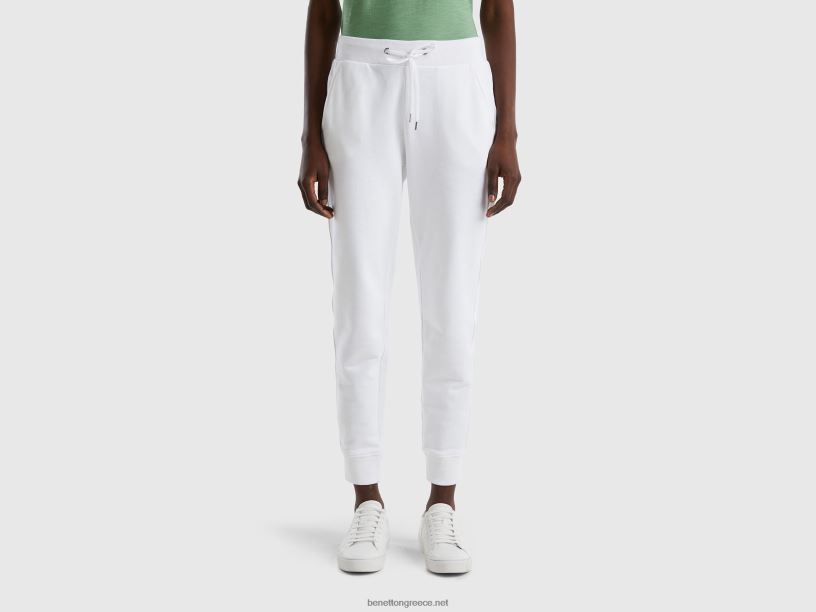 φούτερ με κορδόνι J8TLD637 Benetton γυναίκες άσπρο