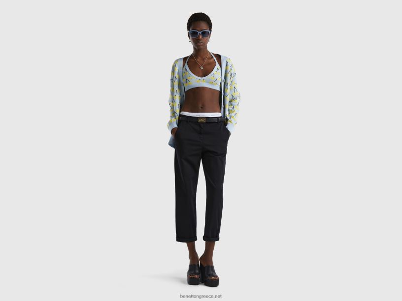 ελαστικό βαμβακερό chino παντελόνι J8TLD640 Benetton γυναίκες μαύρος