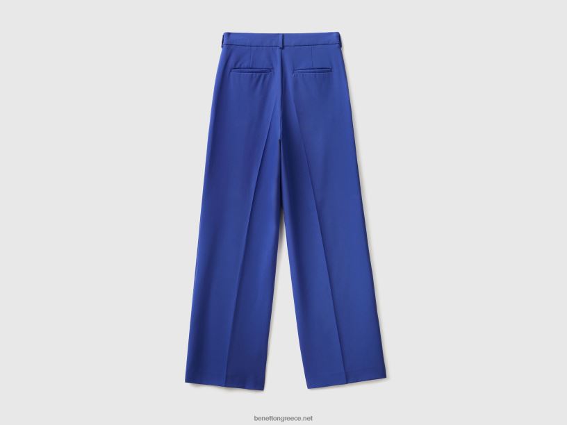 fluy παντελόνι με φαρδύ μπατζάκι J8TLD4042 Benetton γυναίκες γαλάζιο