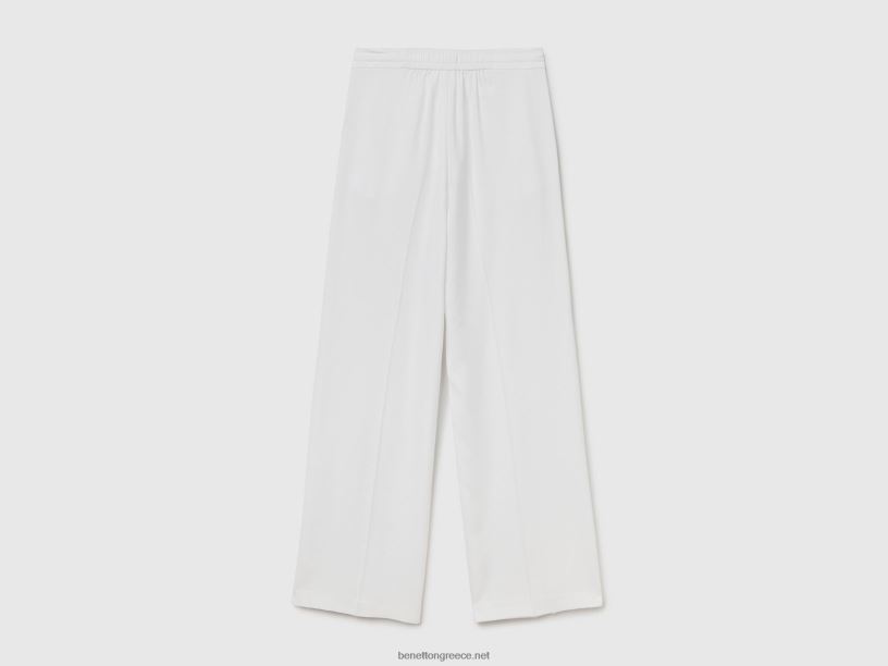 παντελόνι σε καθαρό lyocell J8TLD606 Benetton γυναίκες άσπρο
