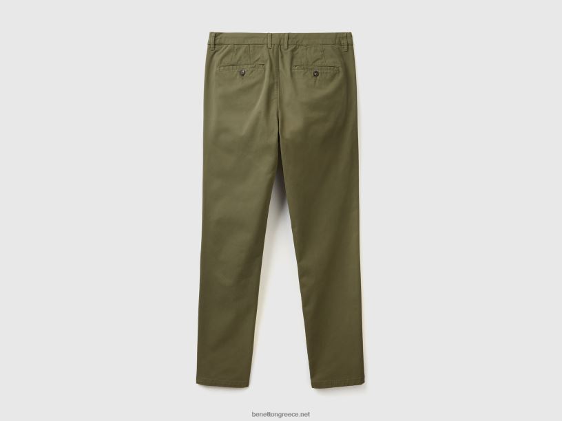 πράσινα slim fit chinos J8TLD4625 Benetton γυναίκες στρατιωτικό πράσινο