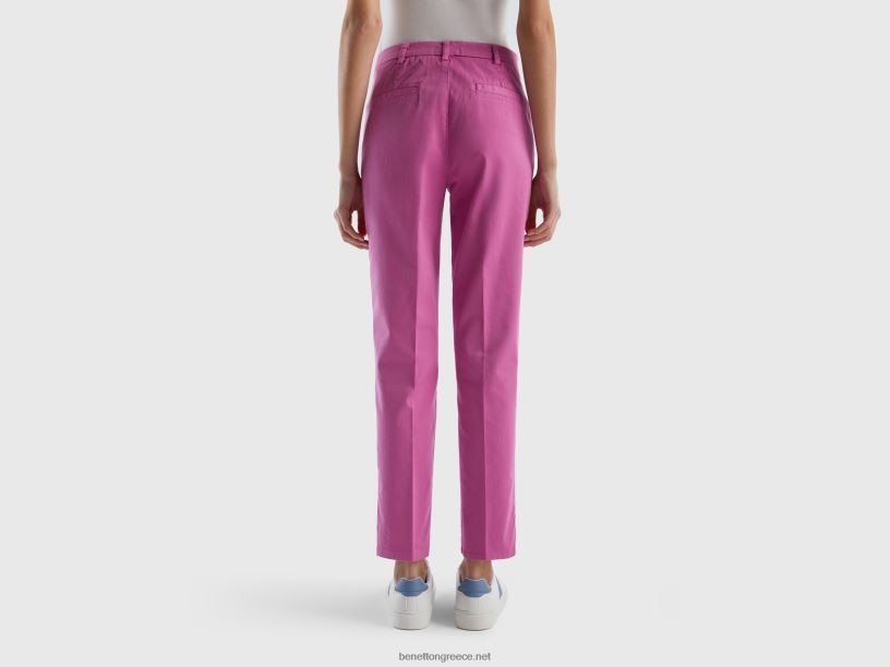 ροζ slim fit βαμβακερά chinos J8TLD599 Benetton γυναίκες ροζ