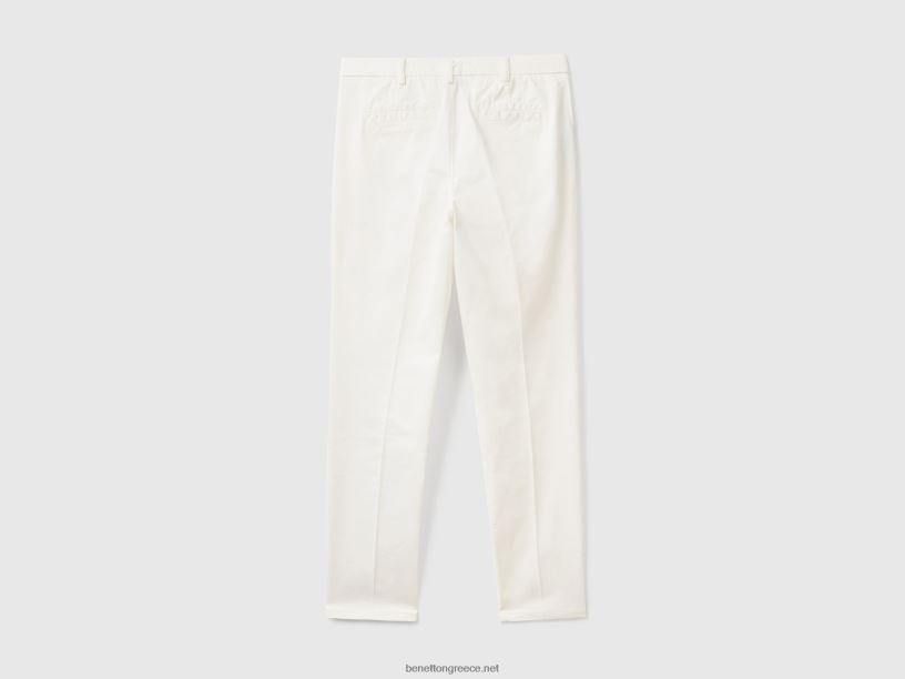κρεμ λευκά slim fit βαμβακερά chinos J8TLD629 Benetton γυναίκες άσπρο
