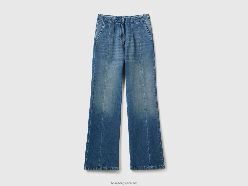 τζιν παντελόνι από 100% βαμβάκι J8TLD666 Benetton γυναίκες μπλε