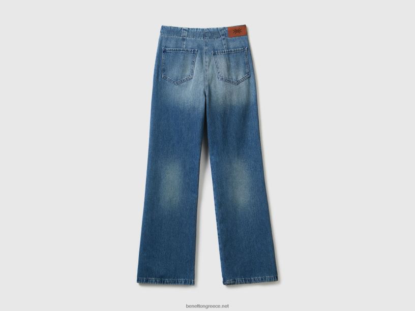 τζιν παντελόνι από 100% βαμβάκι J8TLD666 Benetton γυναίκες μπλε