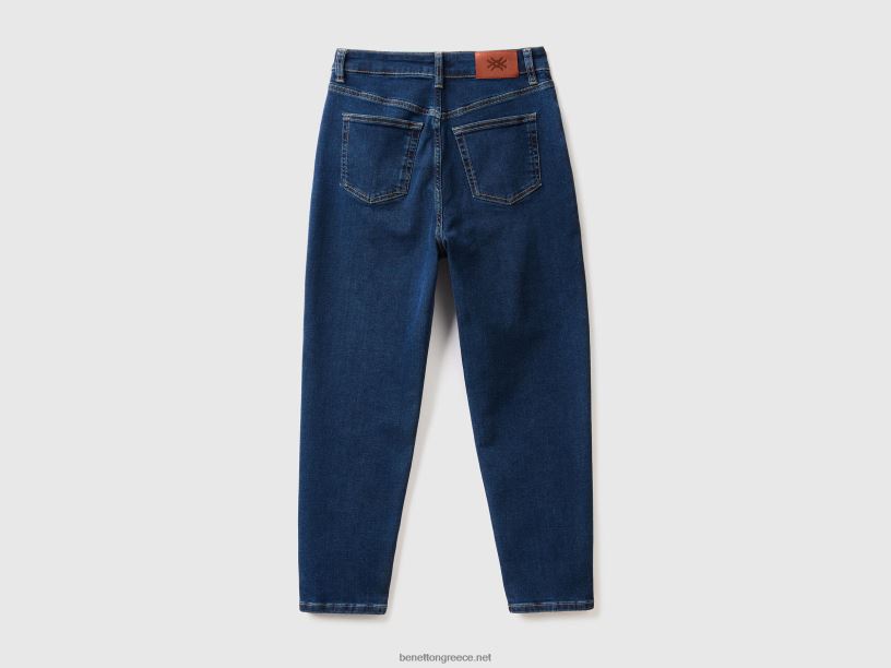 cropped mom fit τζιν J8TLD4152 Benetton γυναίκες μπλε