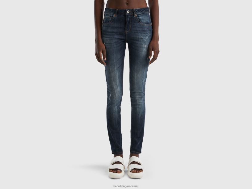 skinny fit push up τζιν J8TLD4156 Benetton γυναίκες σκούρο μπλε