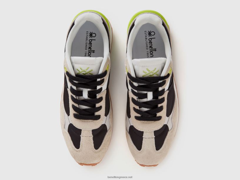 αθλητικά παπούτσια από νάιλον και δέρμα J8TLD713 Benetton γυναίκες μαύρος