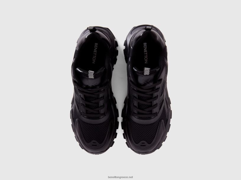 μαύρα αθλητικά παπούτσια για τρέξιμο J8TLD805 Benetton γυναίκες μαύρος