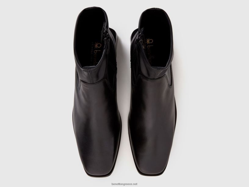 μποτάκια με φαρδύ τακούνι J8TLD763 Benetton γυναίκες μαύρος
