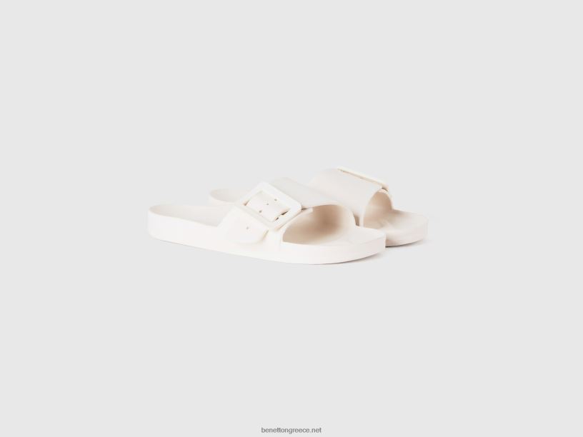 ανοιχτές παντόφλες με κορδέλα J8TLD760 Benetton γυναίκες άσπρο