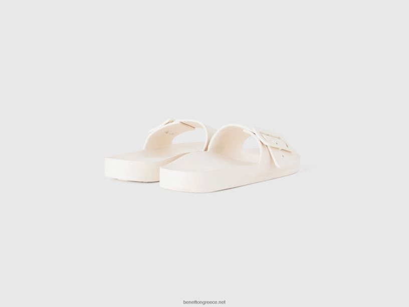 ανοιχτές παντόφλες με κορδέλα J8TLD760 Benetton γυναίκες άσπρο