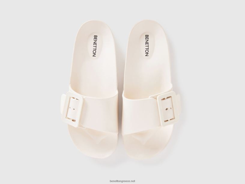 ανοιχτές παντόφλες με κορδέλα J8TLD760 Benetton γυναίκες άσπρο