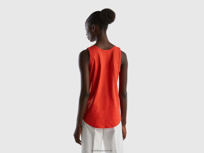 φανελάκι από ελαφρύ βαμβάκι J8TLD3800 Benetton γυναίκες το κόκκινο