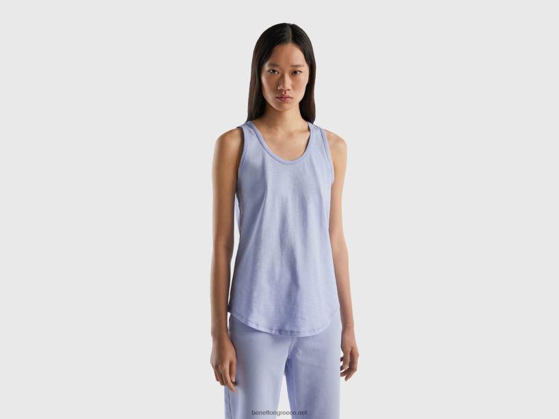 φανελάκι από ελαφρύ βαμβάκι J8TLD3846 Benetton γυναίκες λεβάντα