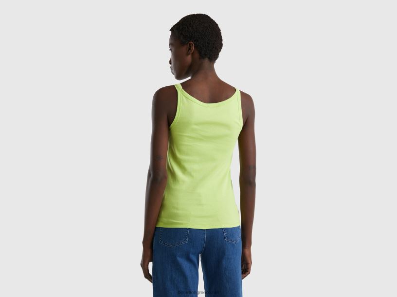 Οξύ πράσινο φανελάκι από καθαρό βαμβάκι J8TLD3870 Benetton γυναίκες πράσινο νέον