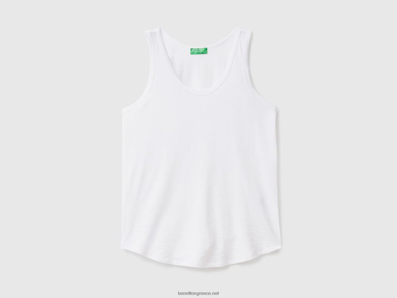 φανελάκι από ελαφρύ βαμβάκι J8TLD391 Benetton γυναίκες άσπρο