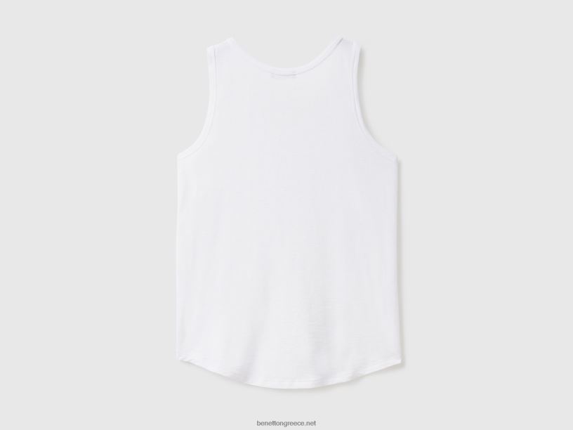 φανελάκι από ελαφρύ βαμβάκι J8TLD391 Benetton γυναίκες άσπρο