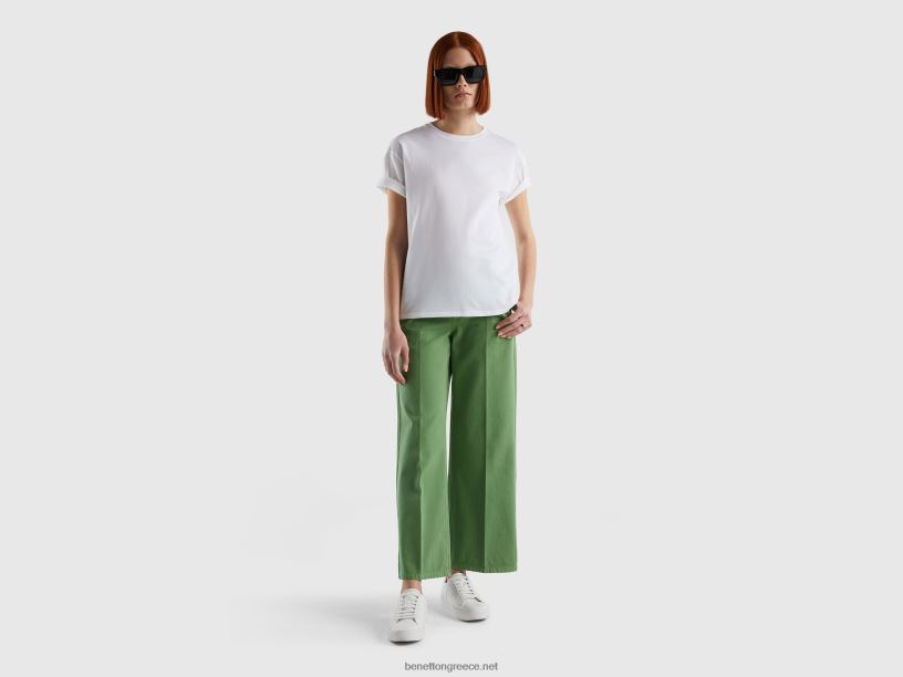 κοντομάνικο μπλουζάκι από 100% βαμβάκι J8TLD3801 Benetton γυναίκες άσπρο