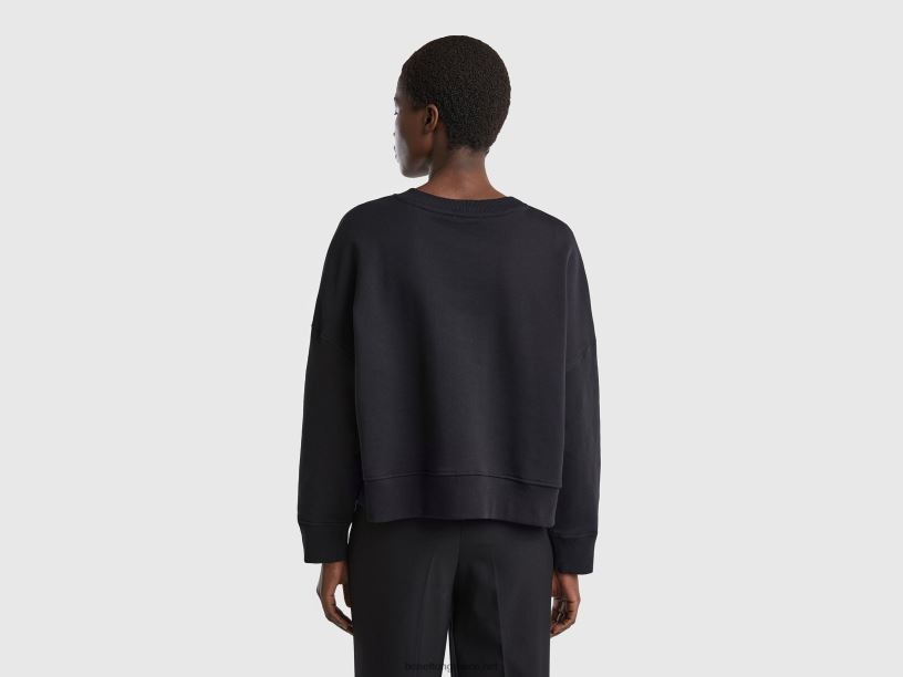 Φούτερ σε κουτί από 100% βαμβάκι J8TLD3759 Benetton γυναίκες μαύρος