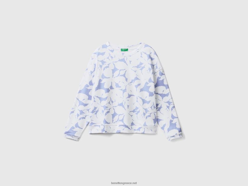 φούτερ με φλοράλ στάμπα J8TLD3764 Benetton γυναίκες πασχαλιά