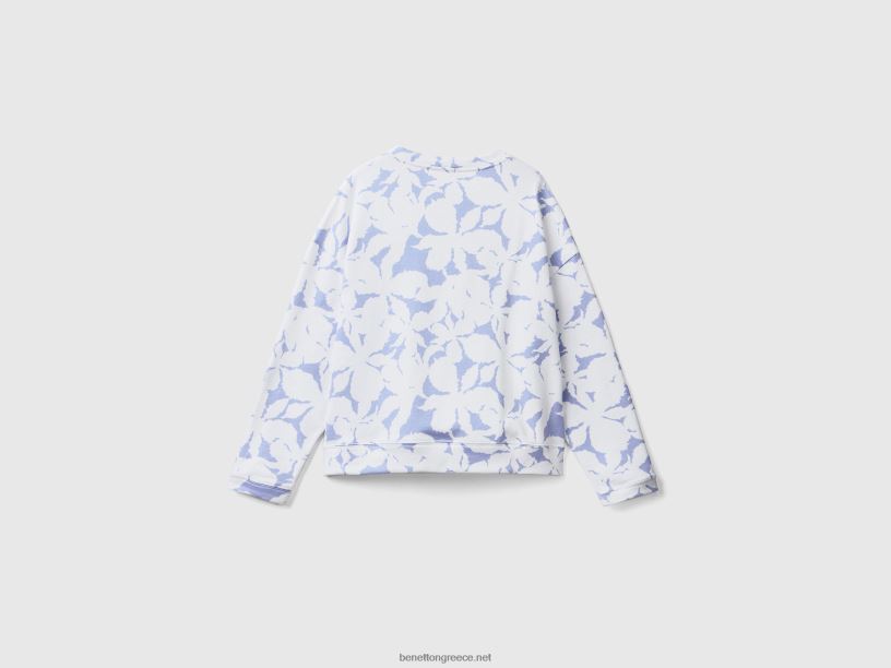 φούτερ με φλοράλ στάμπα J8TLD3764 Benetton γυναίκες πασχαλιά