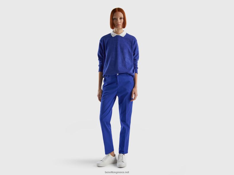 hoodie σε μείγμα βιολογικού βαμβακιού J8TLD3760 Benetton γυναίκες γαλάζιο