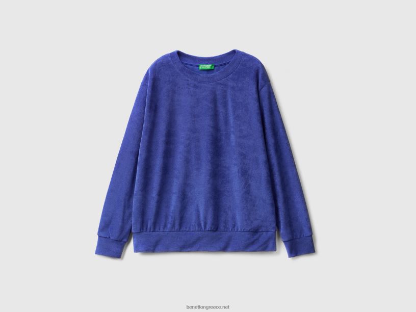 hoodie σε μείγμα βιολογικού βαμβακιού J8TLD3760 Benetton γυναίκες γαλάζιο