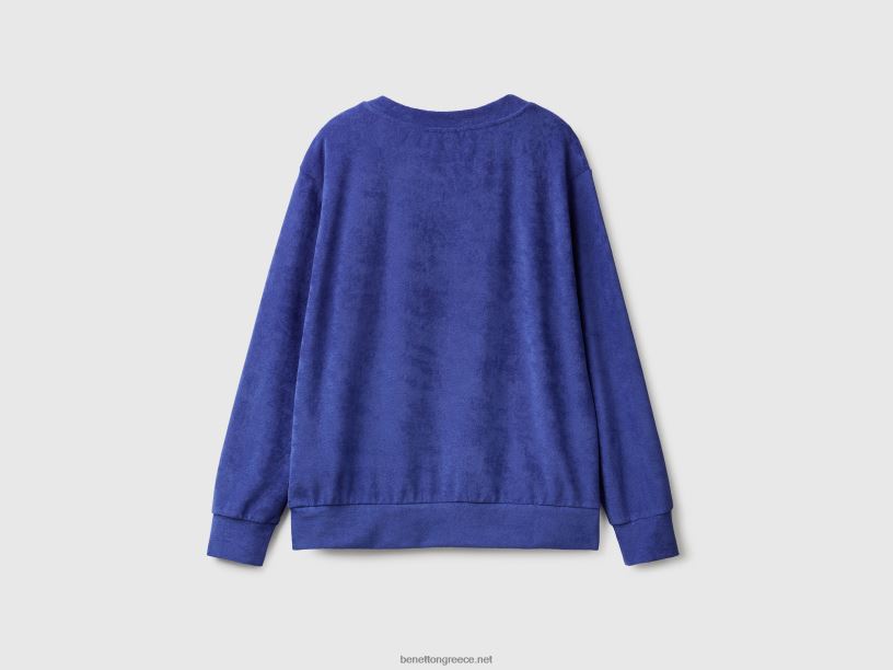 hoodie σε μείγμα βιολογικού βαμβακιού J8TLD3760 Benetton γυναίκες γαλάζιο