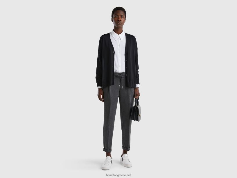 ζακέτα σε βαμβακερή και μοντάλ J8TLD19 Benetton γυναίκες μαύρος