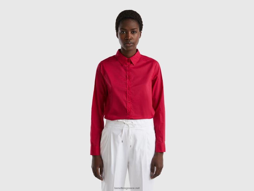 πουκάμισο από ελαφρύ βαμβάκι J8TLD3990 Benetton γυναίκες φουξία