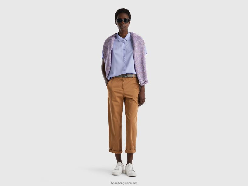 πουκάμισο από βιώσιμη βισκόζη J8TLD519 Benetton γυναίκες λεβάντα