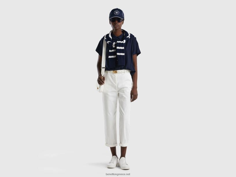 πουκάμισο από βιώσιμη βισκόζη J8TLD520 Benetton γυναίκες σκούρο μπλε