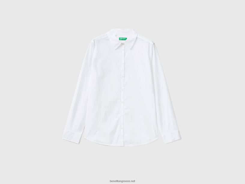πουκάμισο από ελαφρύ βαμβάκι J8TLD532 Benetton γυναίκες άσπρο