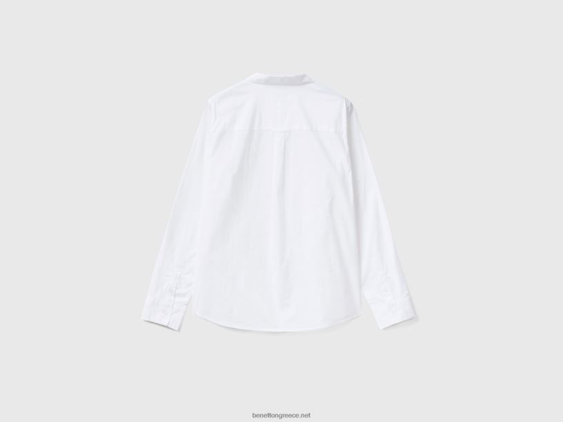 πουκάμισο από ελαφρύ βαμβάκι J8TLD532 Benetton γυναίκες άσπρο