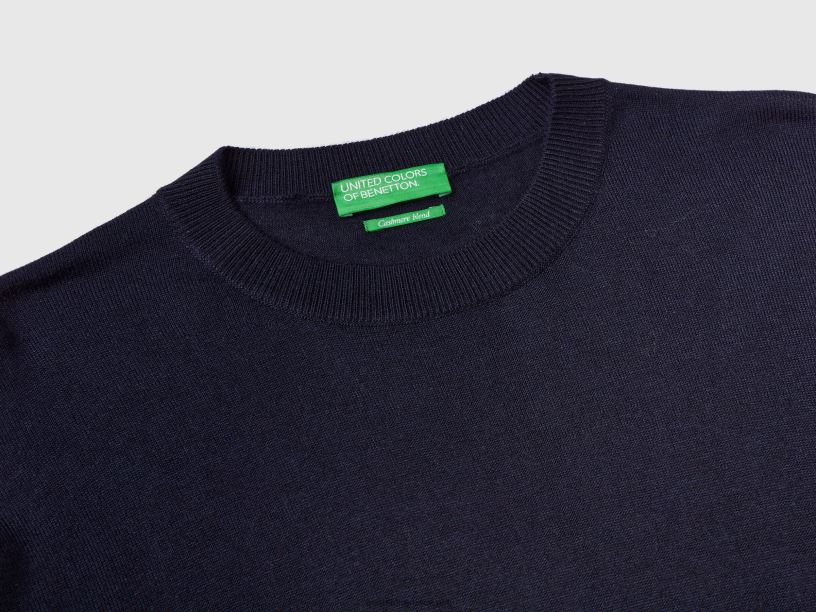 πουλόβερ σε μείγμα βισκόζης με σκισίματα J8TLD3566 Benetton γυναίκες σκούρο μπλε