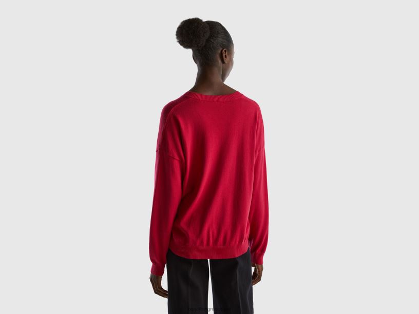 πουλόβερ με λαιμόκοψη J8TLD3589 Benetton γυναίκες φουξία