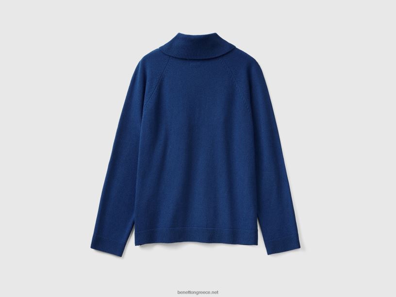 midnight blue ζιβάγκο σε συνδυασμό μαλλί και κασμίρι J8TLD21 Benetton γυναίκες σκούρο μπλε