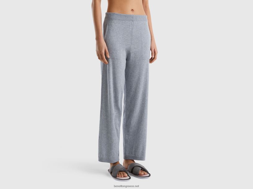παντελόνι σε μείγμα κασμίρι J8TLD905 Benetton γυναίκες ανοιχτό γκρι