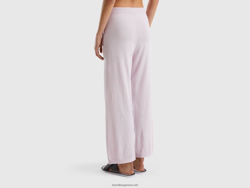 παντελόνι σε μείγμα κασμίρι J8TLD906 Benetton γυναίκες απαλό ροζ