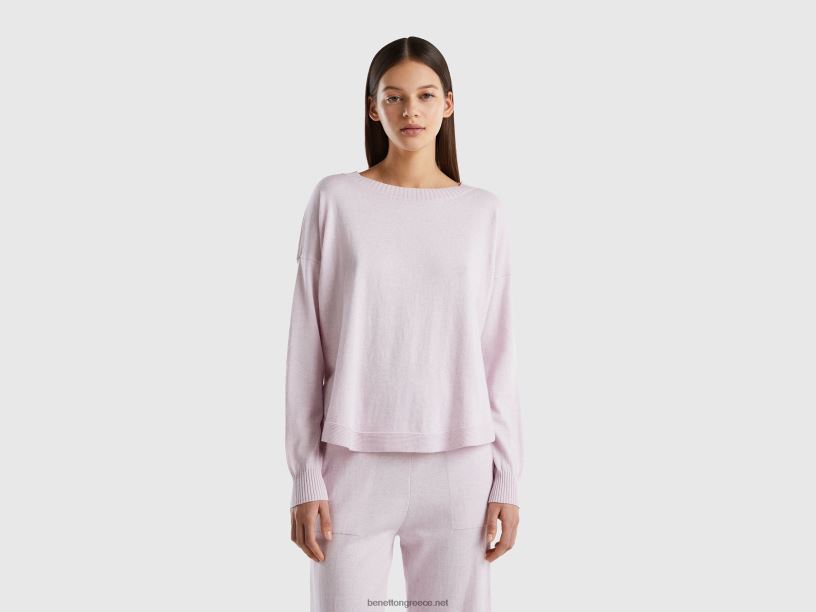κορυφή σε μείγμα κασμίρι J8TLD4192 Benetton γυναίκες απαλό ροζ