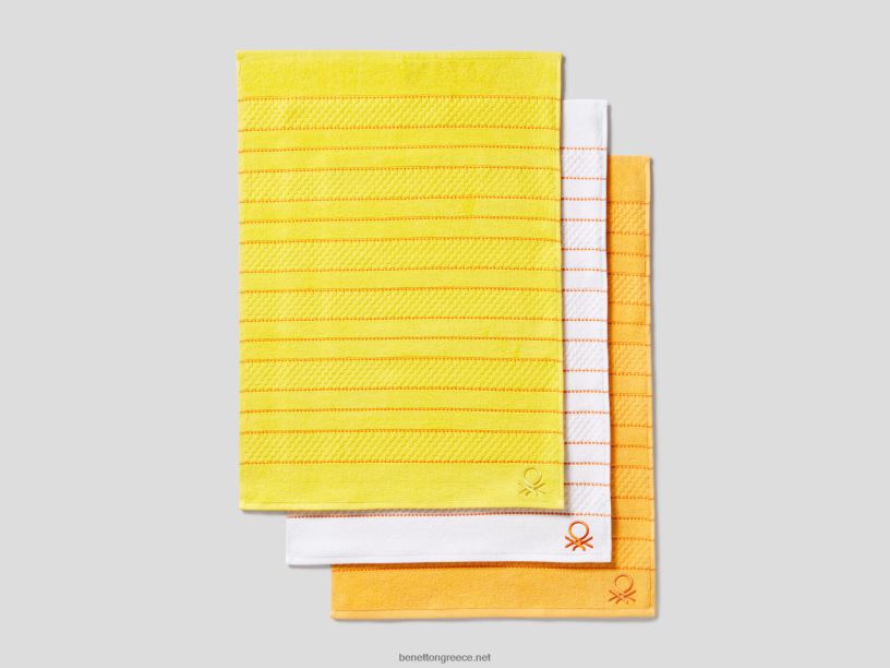 τρεις πετσέτες πιάτων με λογότυπο J8TLD3385 Benettonπολύχρωμο