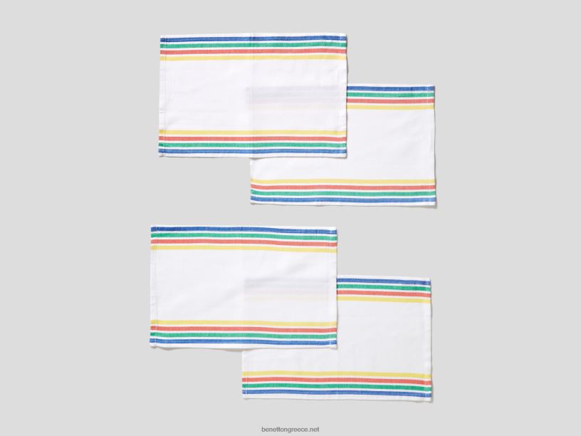 τέσσερα σουπλά με πολύχρωμες ρίγες J8TLD3384 Benettonάσπρο