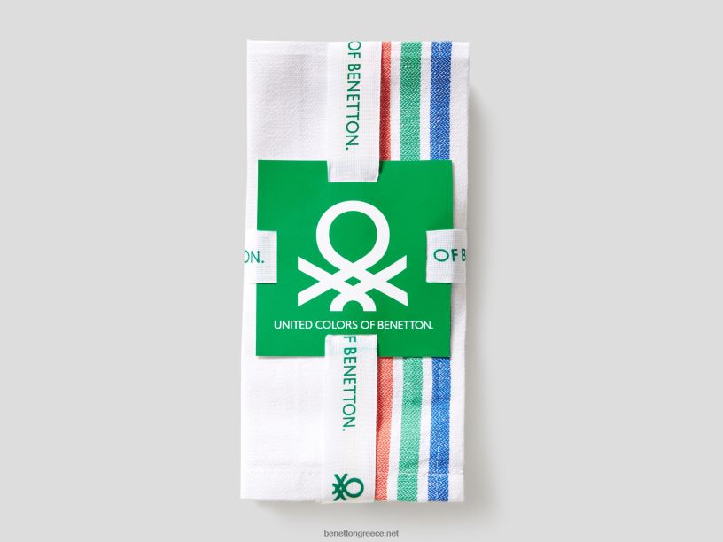 τέσσερα σουπλά με πολύχρωμες ρίγες J8TLD3384 Benettonάσπρο