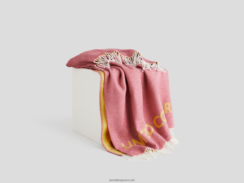 ξεφτισμένη κουβέρτα με λογότυπο J8TLD3375 Benettonροζ