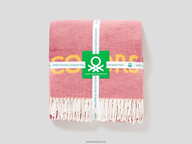 ξεφτισμένη κουβέρτα με λογότυπο J8TLD3375 Benettonροζ