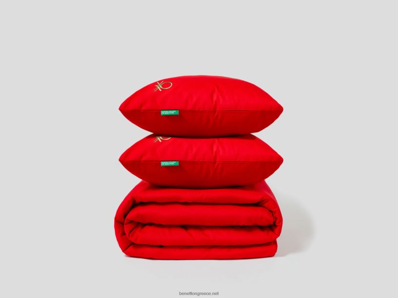 παπλωματοθήκη 210x230 cm και δύο μαξιλαροθήκες J8TLD5984 Benettonτο κόκκινο